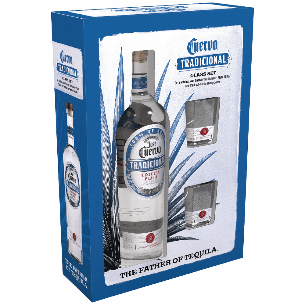 Jose Cuervo Tradicional Silver with 2 Shot Glasses Gift