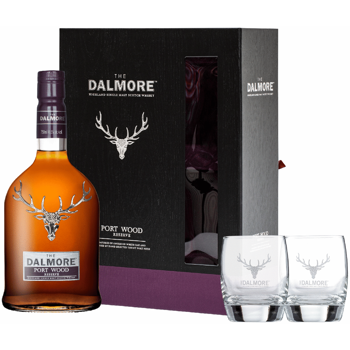 Dalmore Port Wood Reserve Single Malt Scotch with Two Glasse