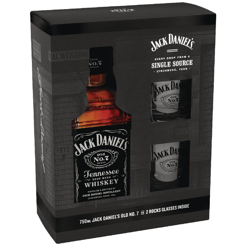 Jack Daniels Black w/ 2 glasses Gift | Total Wine & More