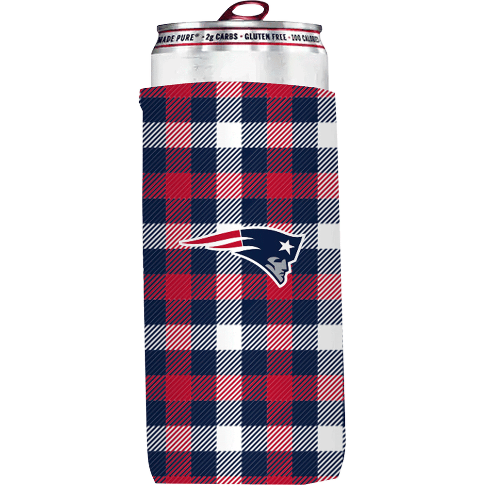 New England Patriots Plaid Slim Can Coozie