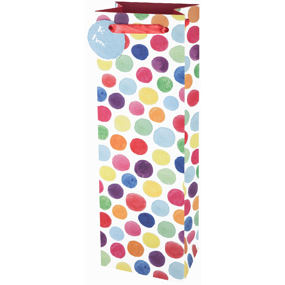 Single Bottle Gift Bag - Watercolor Dot