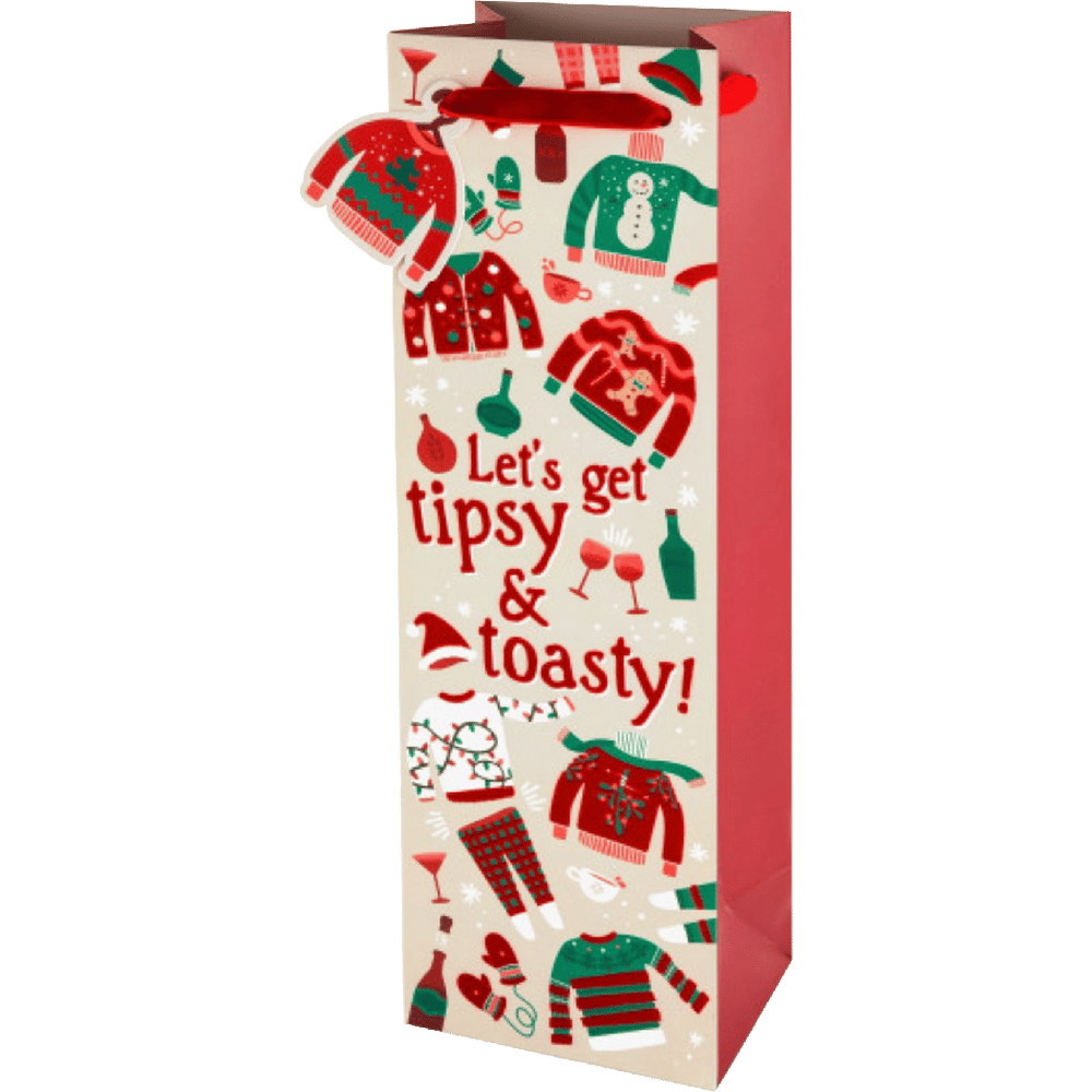 Single Bottle Gift Bag - Tipsy & Toasty by Cakewalk