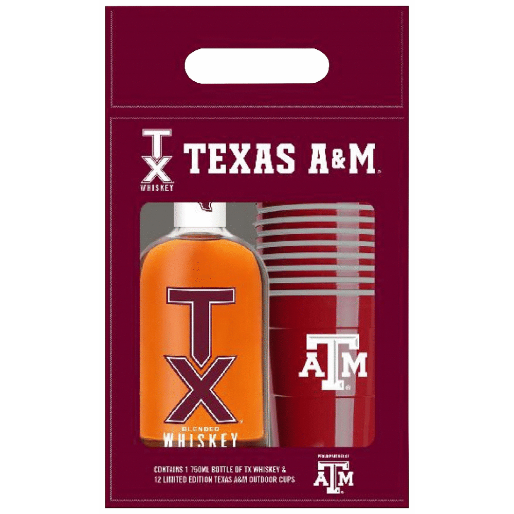 TX Blended Whiskey With TX A&M Stadium Cups
