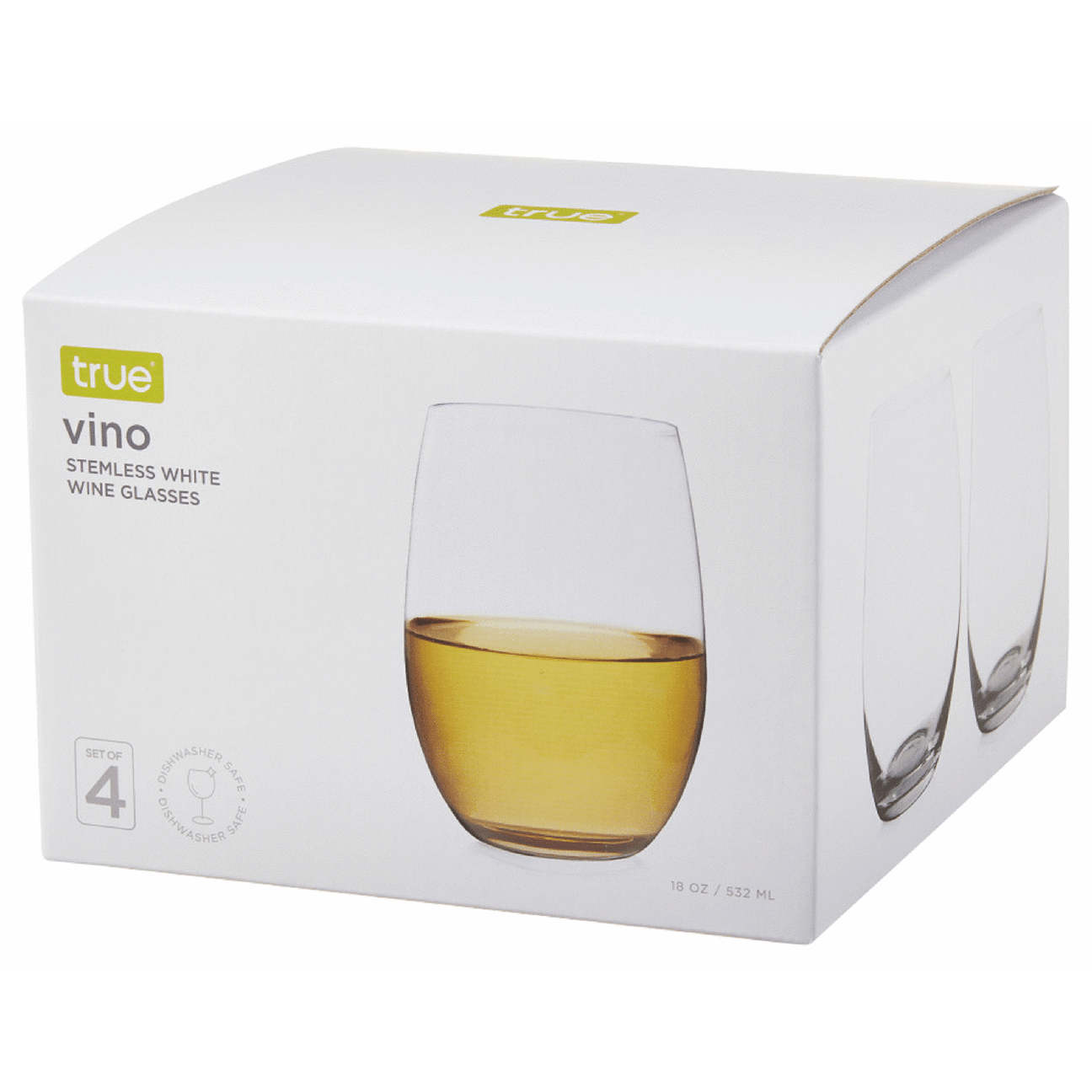 True Stemless White Wine Glass 4Pk