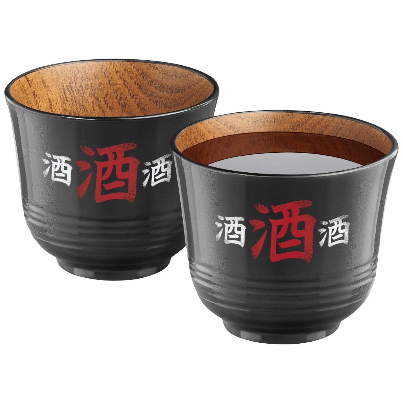 Final Touch Wood Sake Cups - Set of 2 - Black