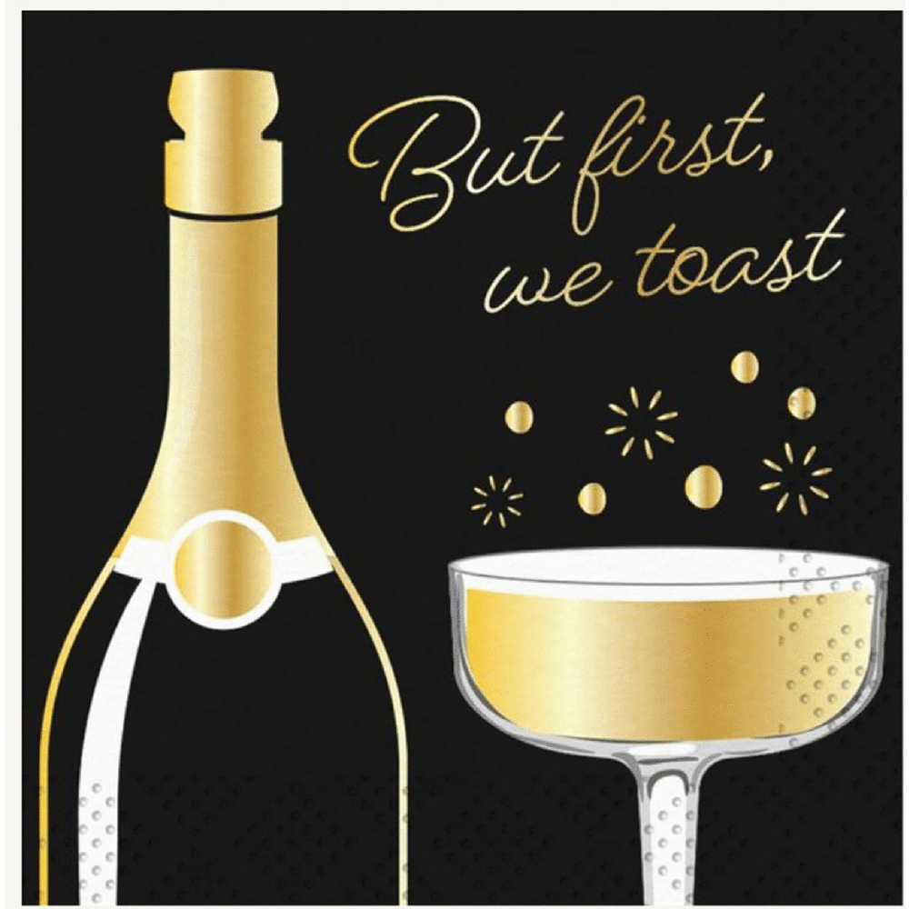 Sophistiplate Cocktail Napkin Gold Disco Coupe But First 20pkg