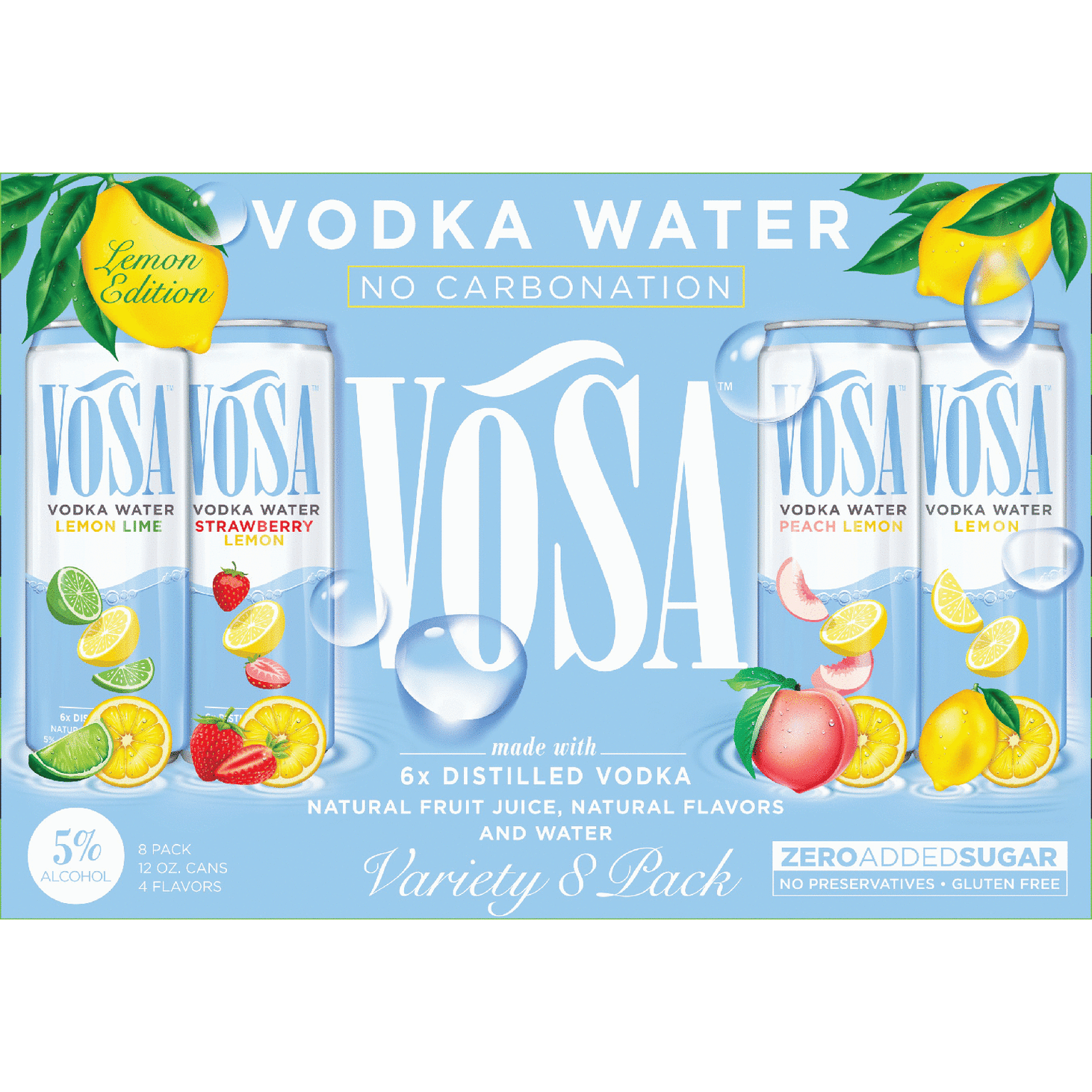 VOSA Vodka Water Lemon Variety