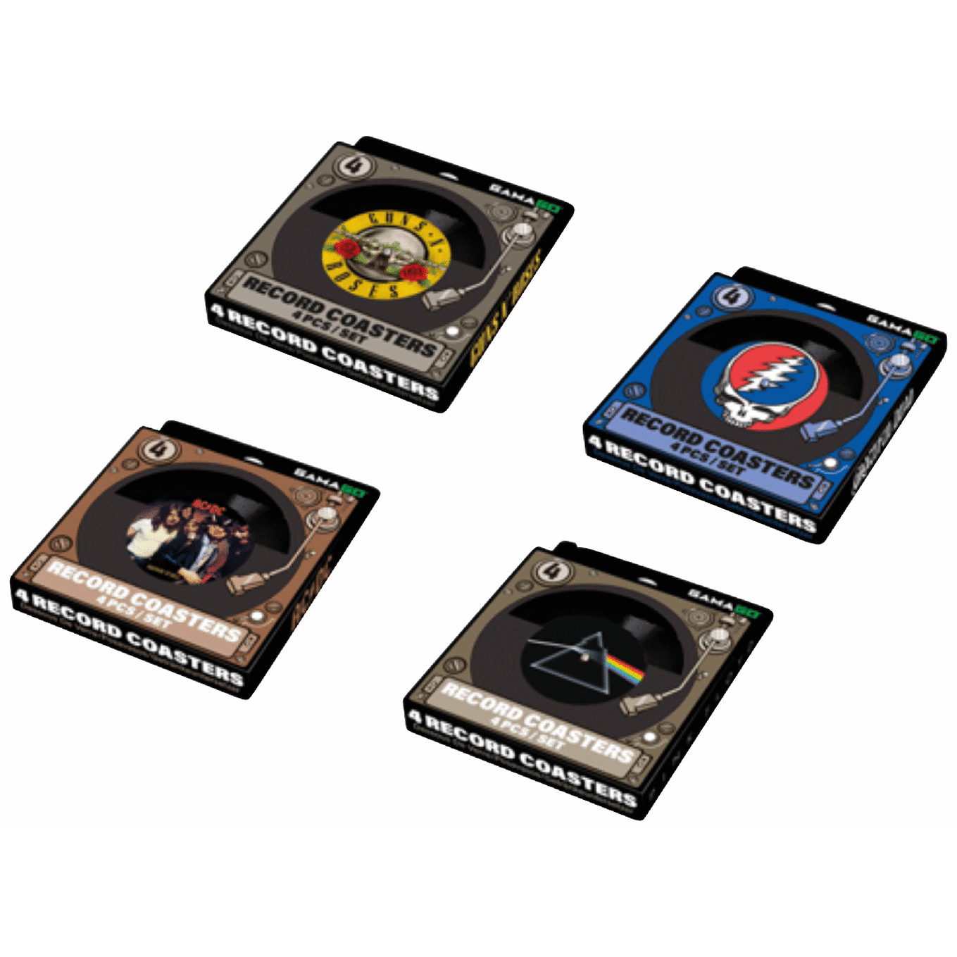 Vintage Rock 4 pack Coaster Set -Assorted