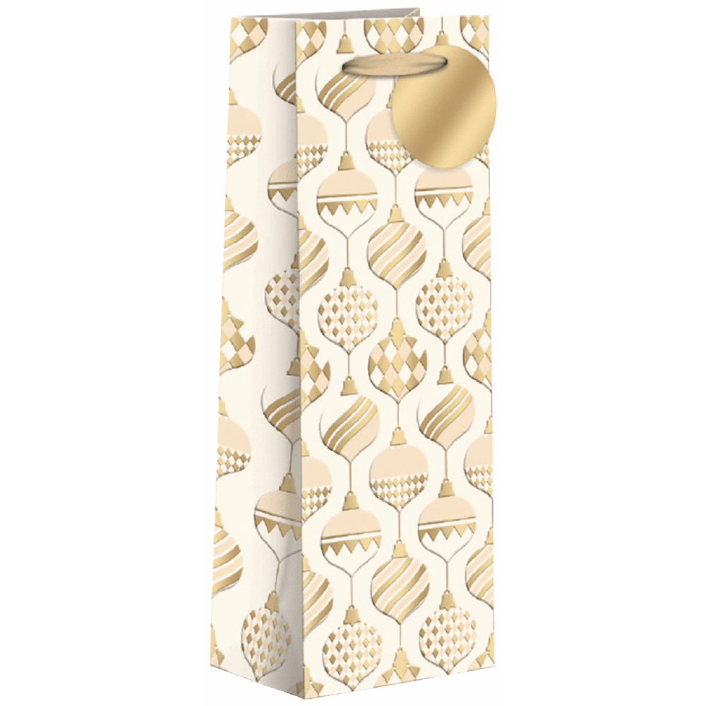 Gift Bag Holiday Ornaments Cream and Gold