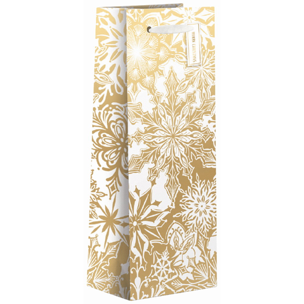 Gift Bag Gold Foliage Snowflake