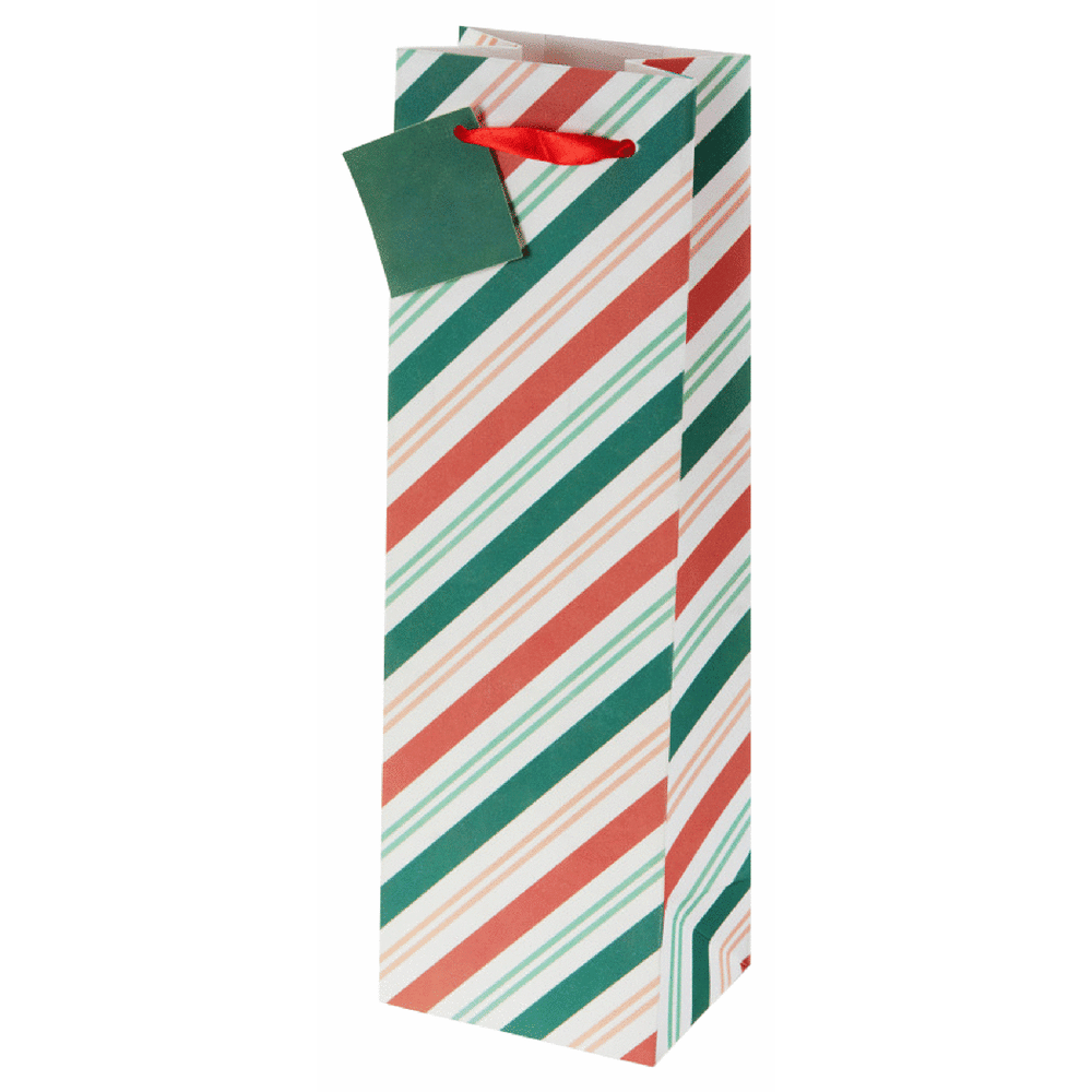 Single Bottle Gift Bag - Red Green No Mess Glitter