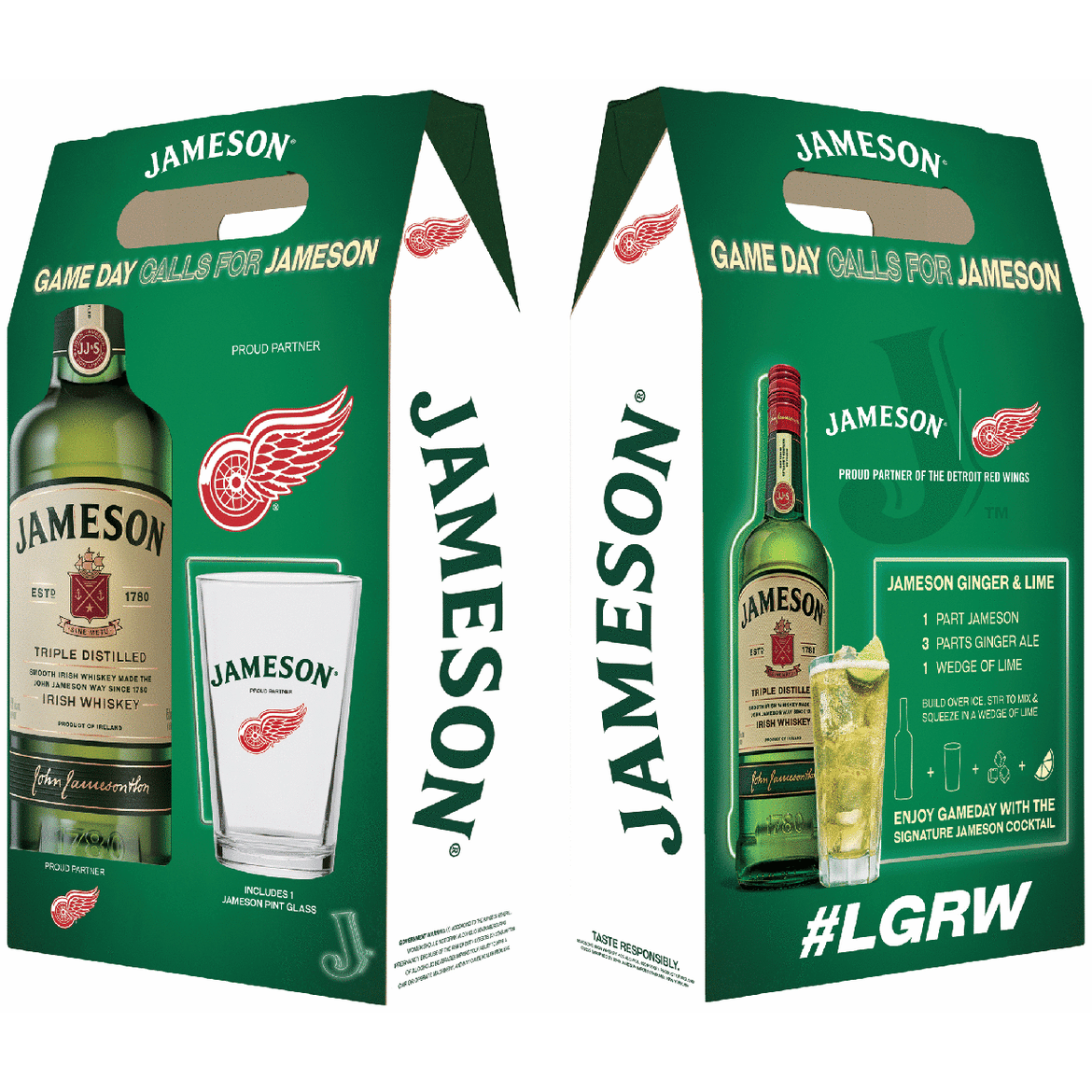 Jameson Detroit Red Wings w/ Pint Glass