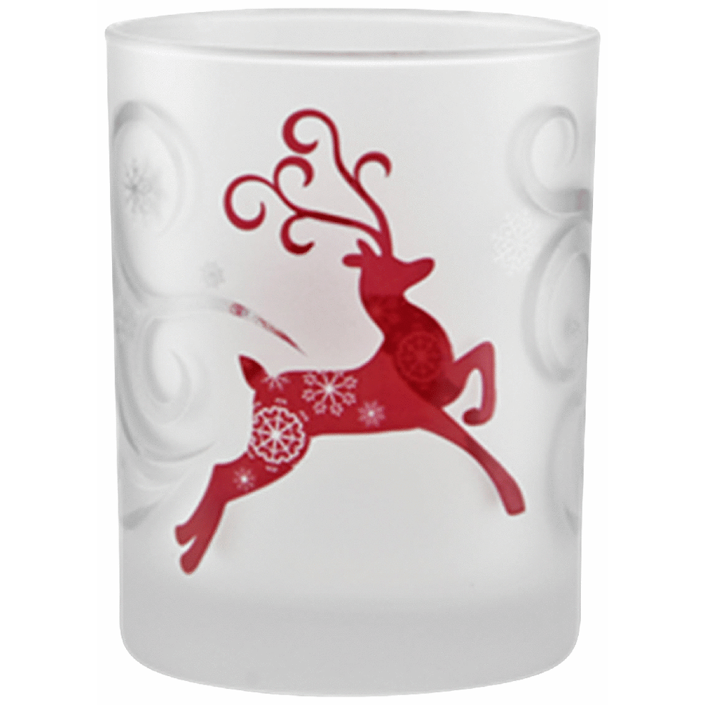 Culver Reindeer Swirls Frosted 13.5oz DOF Double Old Fashioned Glass