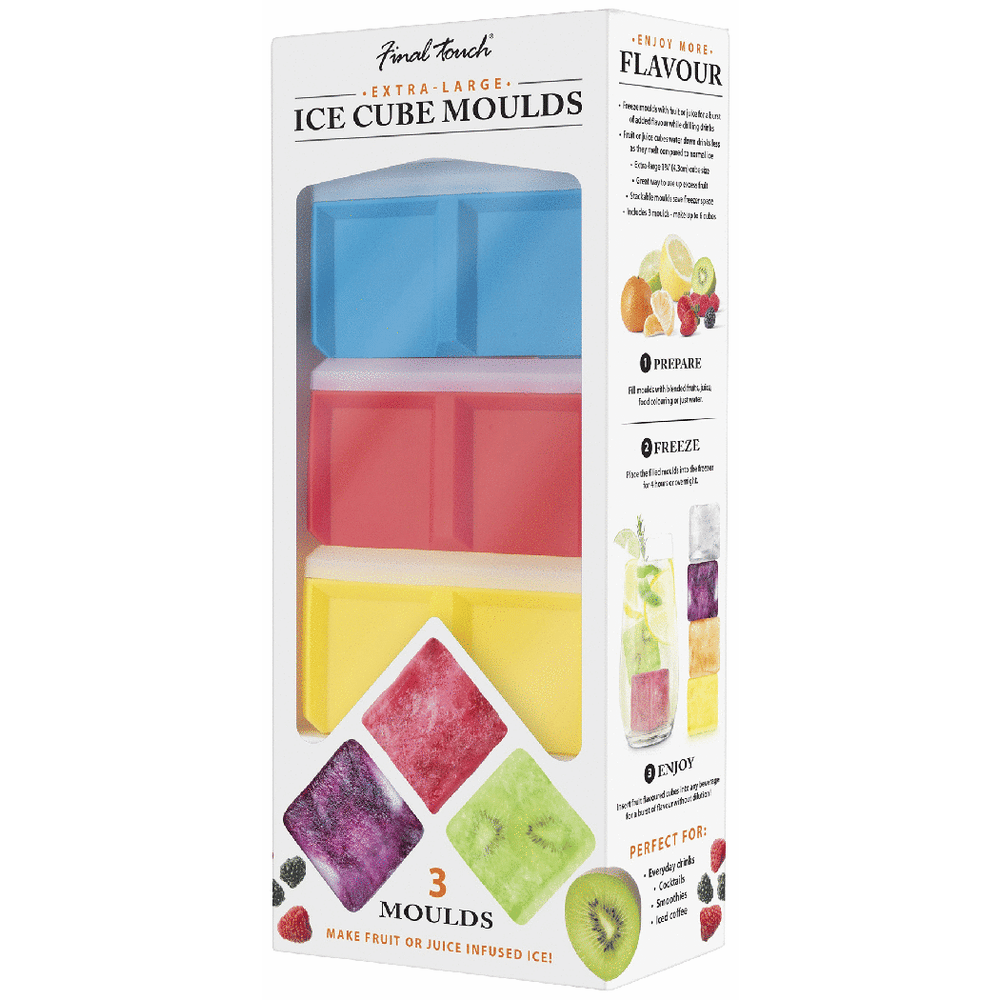 Final Touch Stackable 2" Extra-Large Double Cube Ice Molds 3PK Asstd