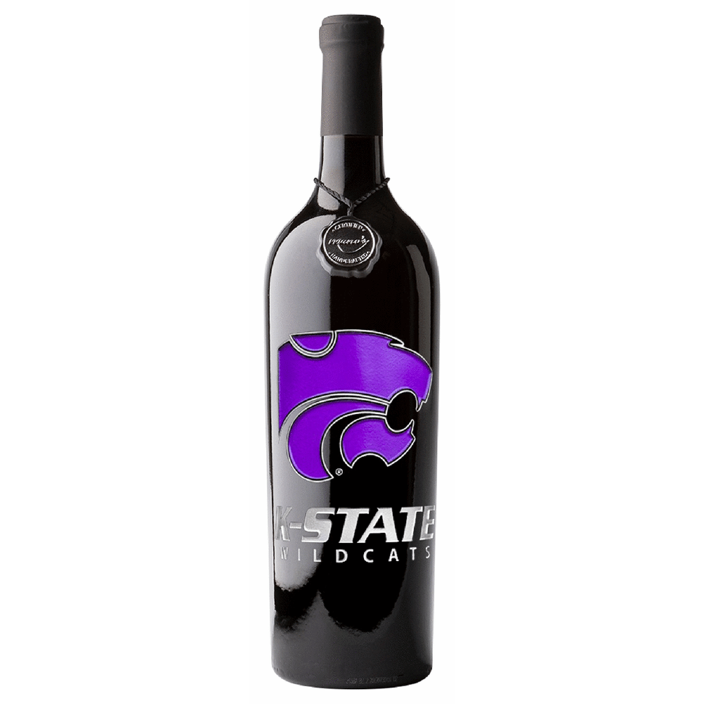 Kansas State University Powercat Etched Wine