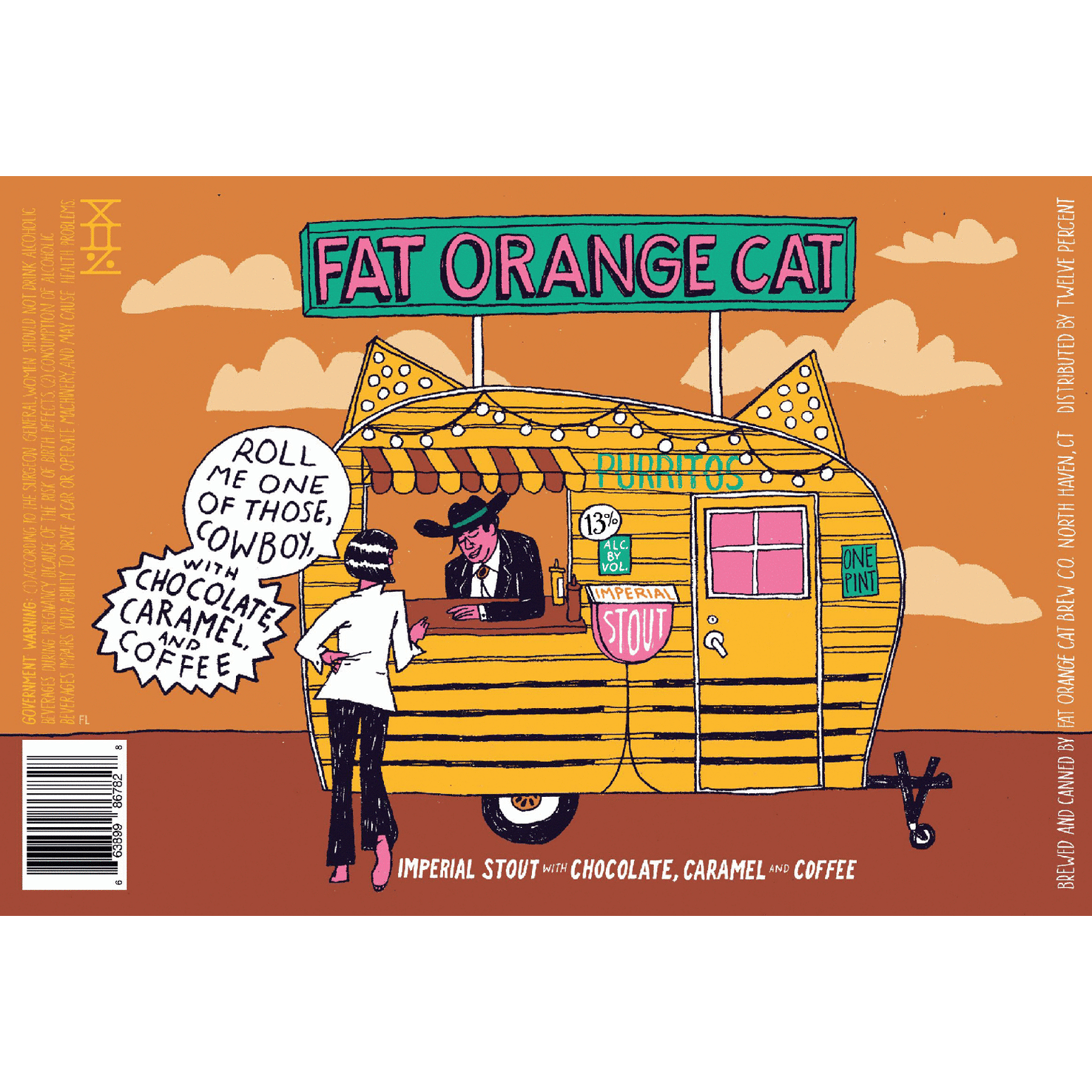 Fat Orange Cat Roll Me One Chocolate Caramel and Coffee