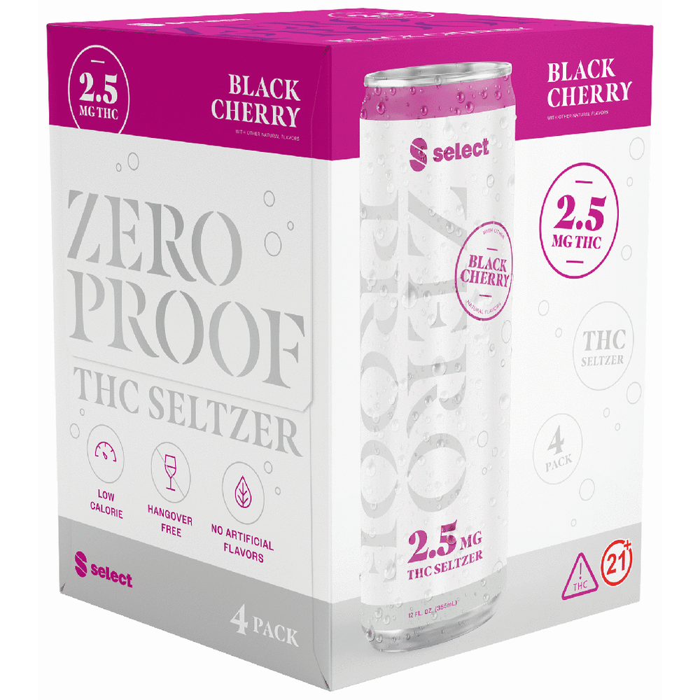 Curaleaf Select Zero Proof THC 2.5mg Seltzer Black Cherry
