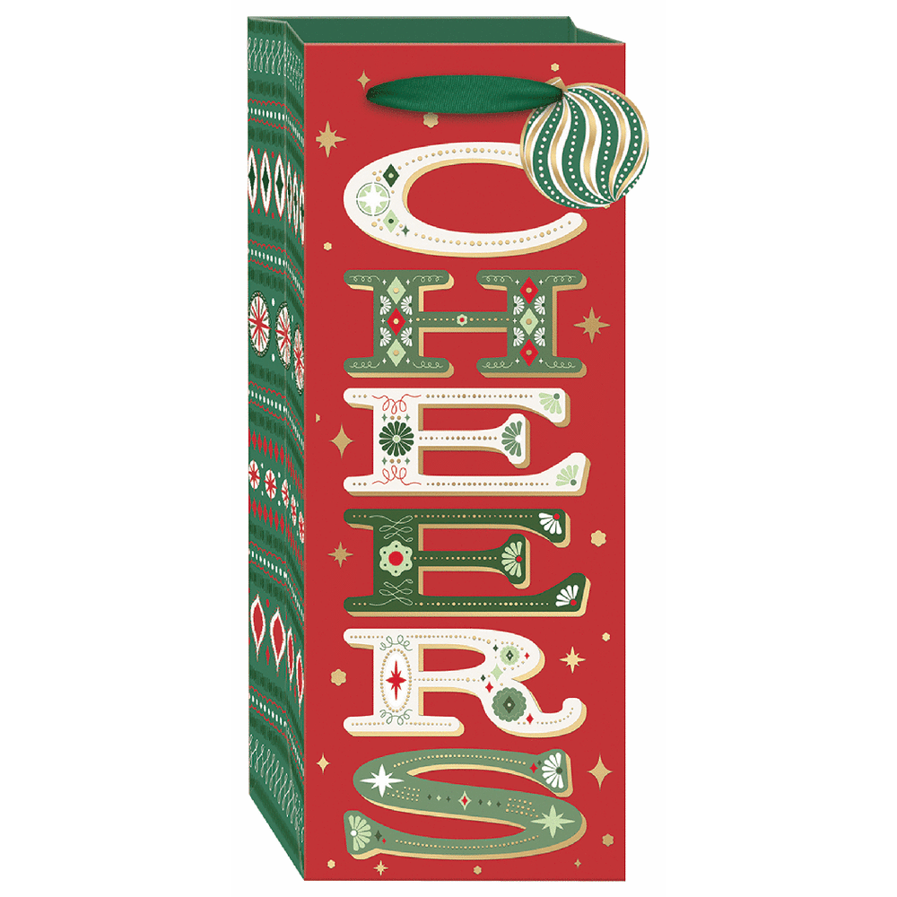Punch Studio Wine Gift Bag Christmas Cheer
