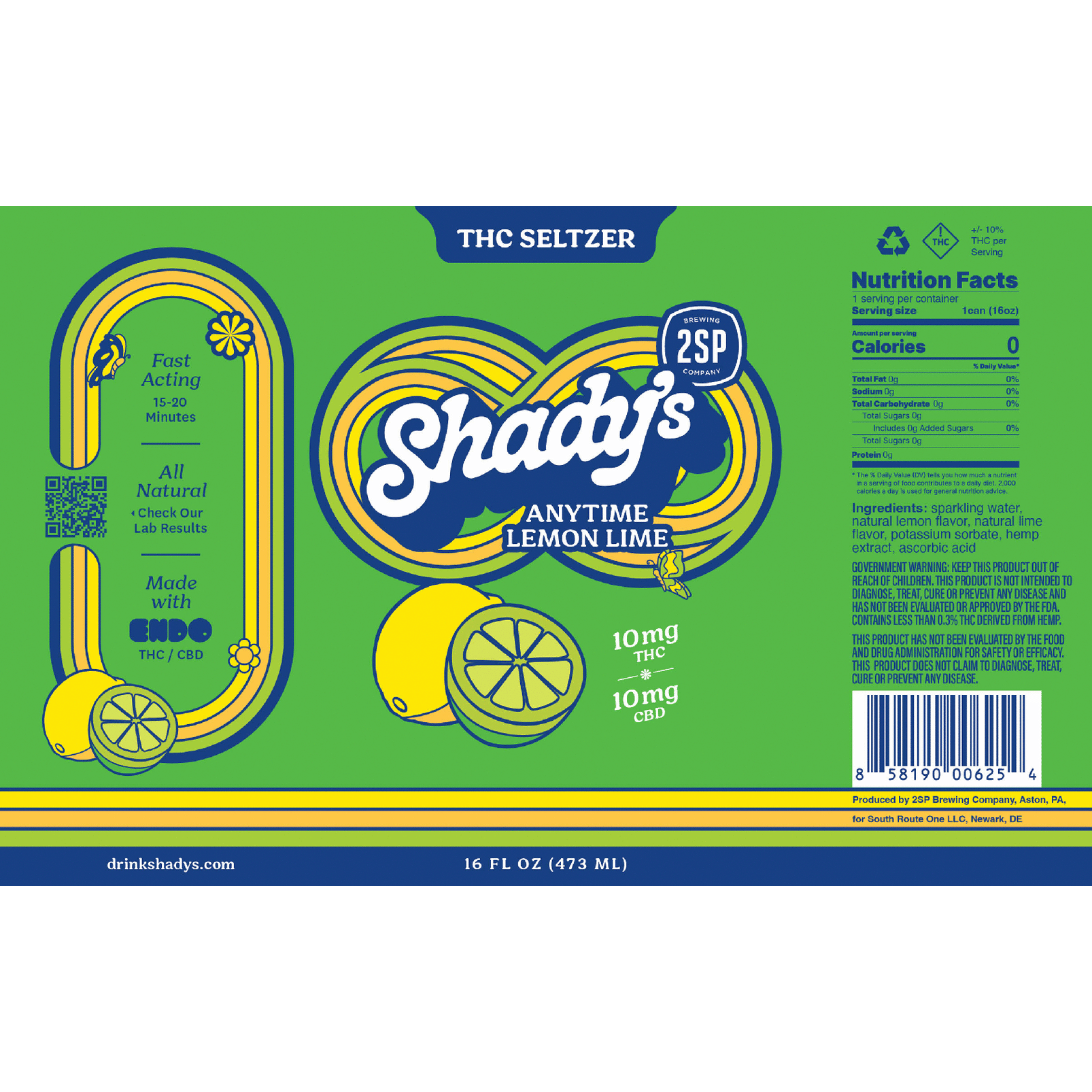 2SP Shady's THC 10mg Anytime Lemon Lime