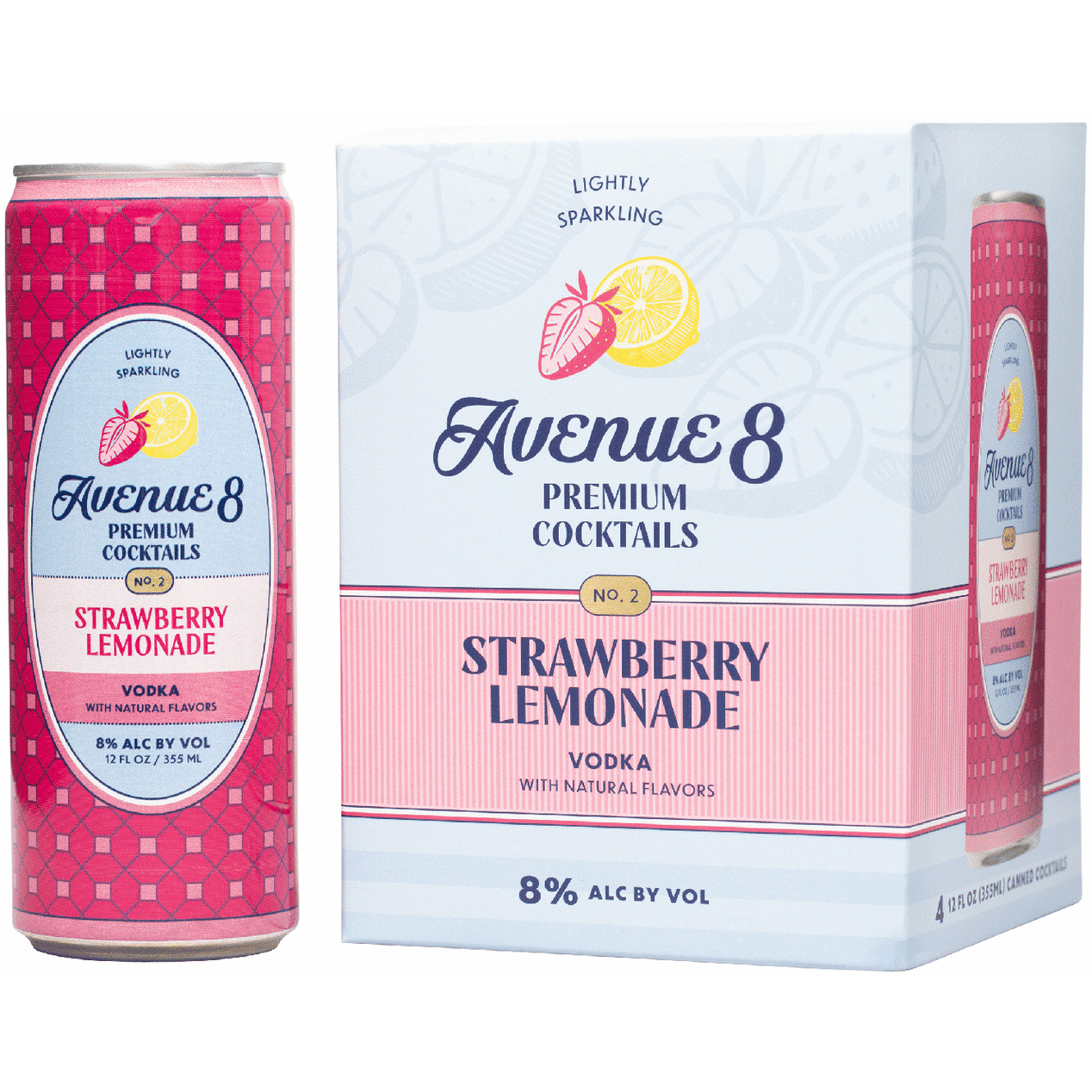 Avenue 8 Lightly Sparkling Strawberry Lemonade with Vodka
