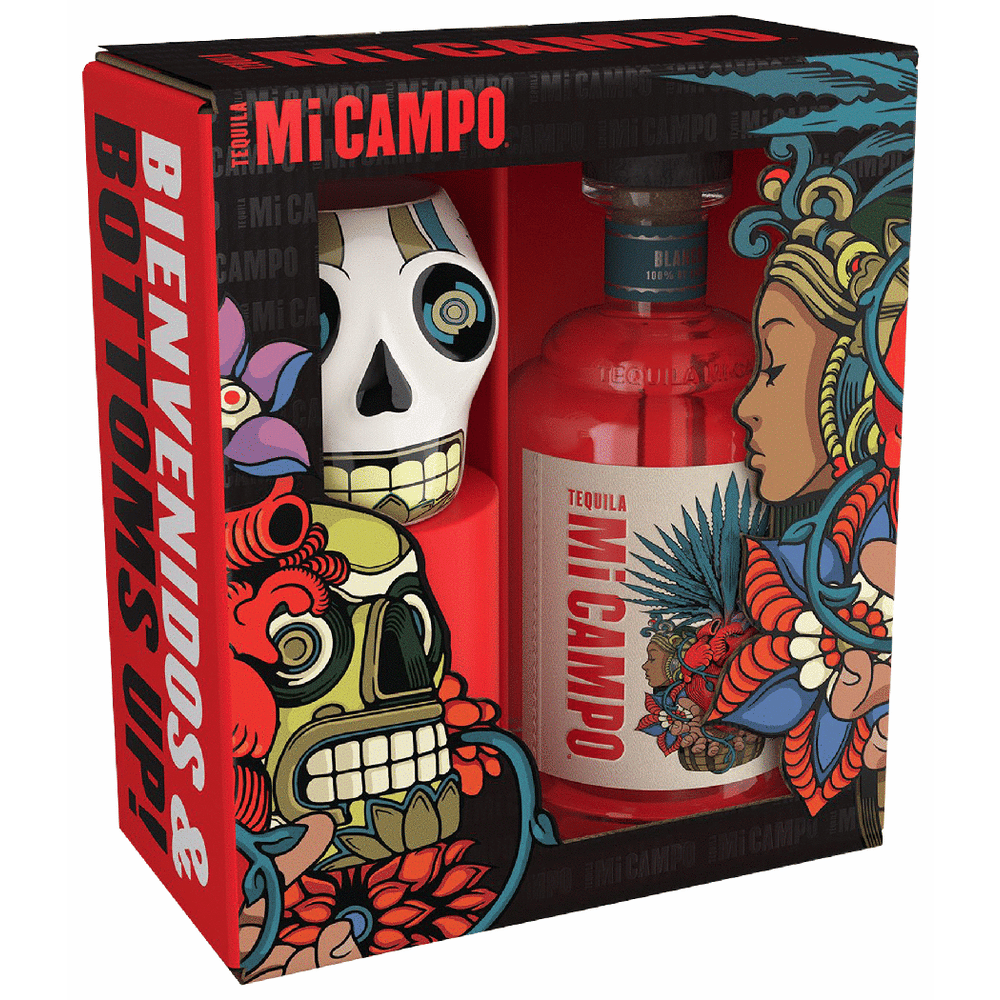 Mi Campo Blanco Tequila with Skull Mug