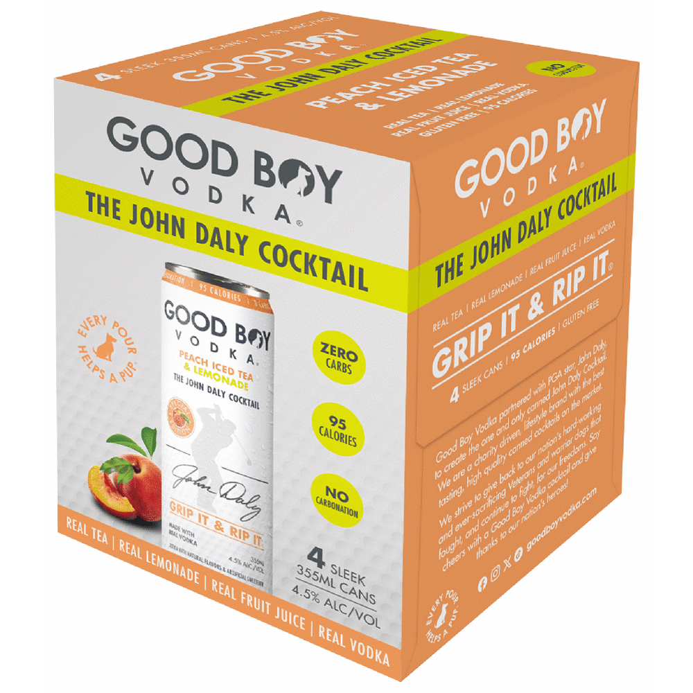 Good Boy Vodka John Daly cocktail Peach iced tea & lemonade
