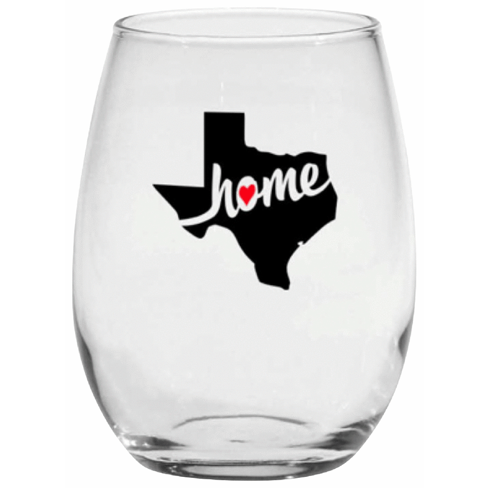 Culver Texas Heart Home 15-Ounce Stemless Wine Glass