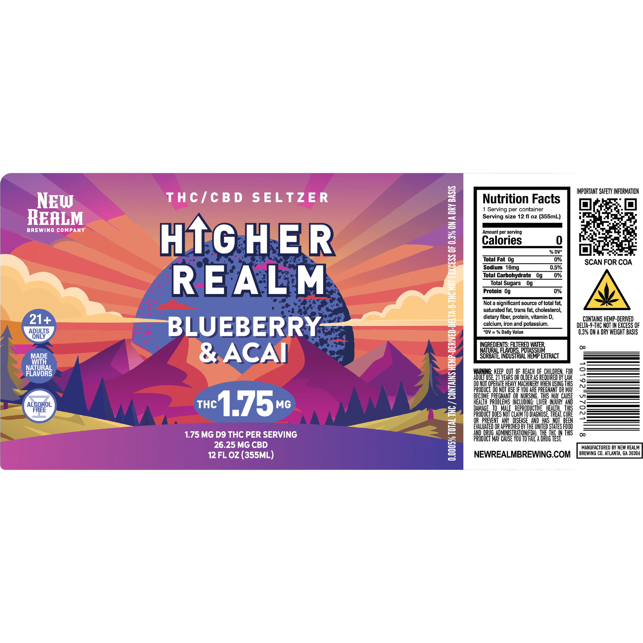 Higher Realm THC 1.75mg Blueberry Acai CO