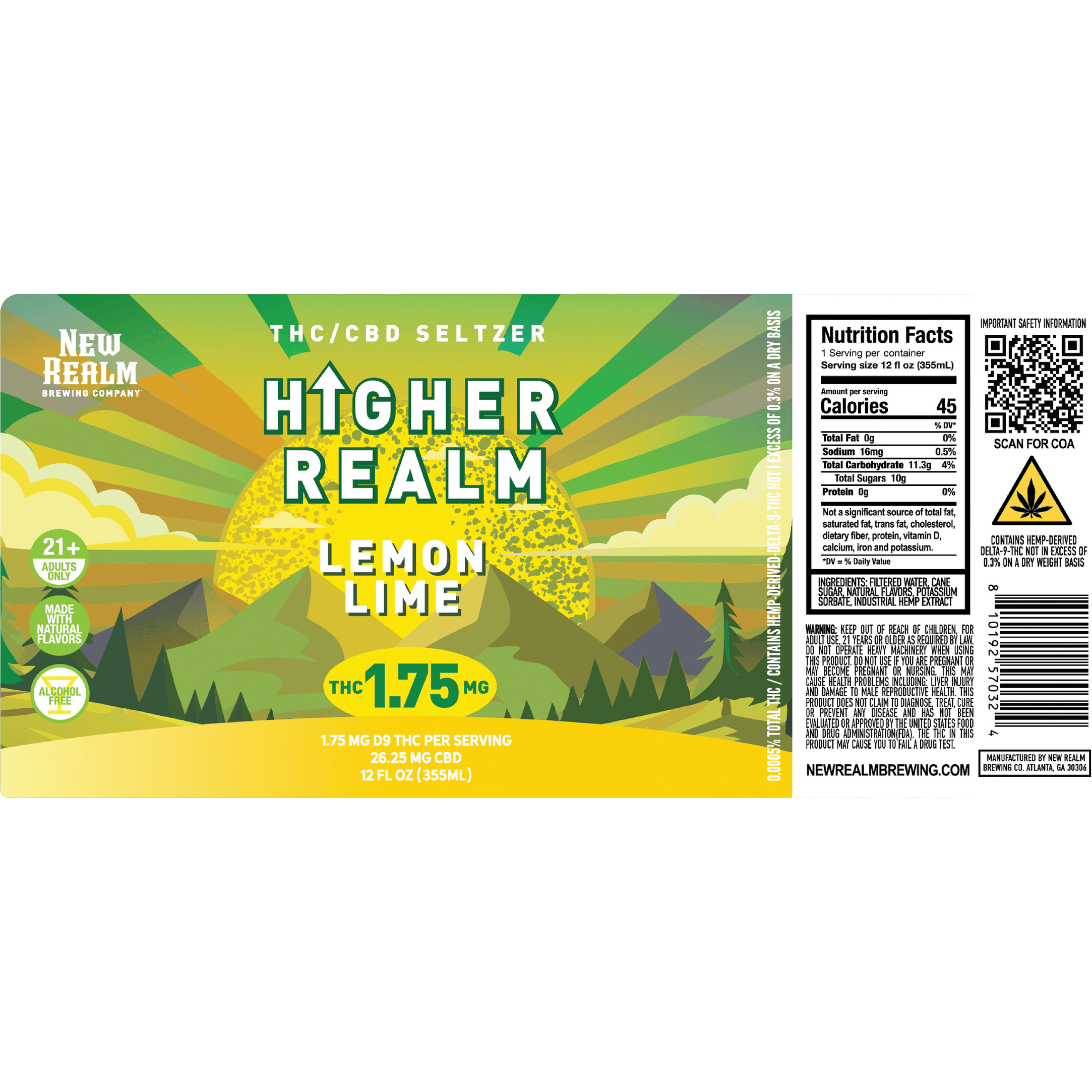 Higher Realm THC 1.75mg Lemon Lime CO
