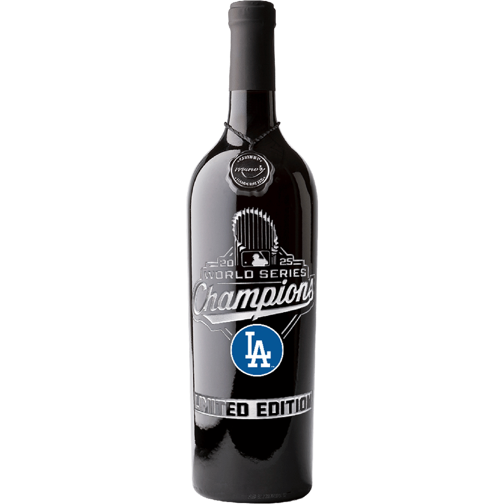 LA Dodgers 2025 World Series Champions Logo Etched Wine