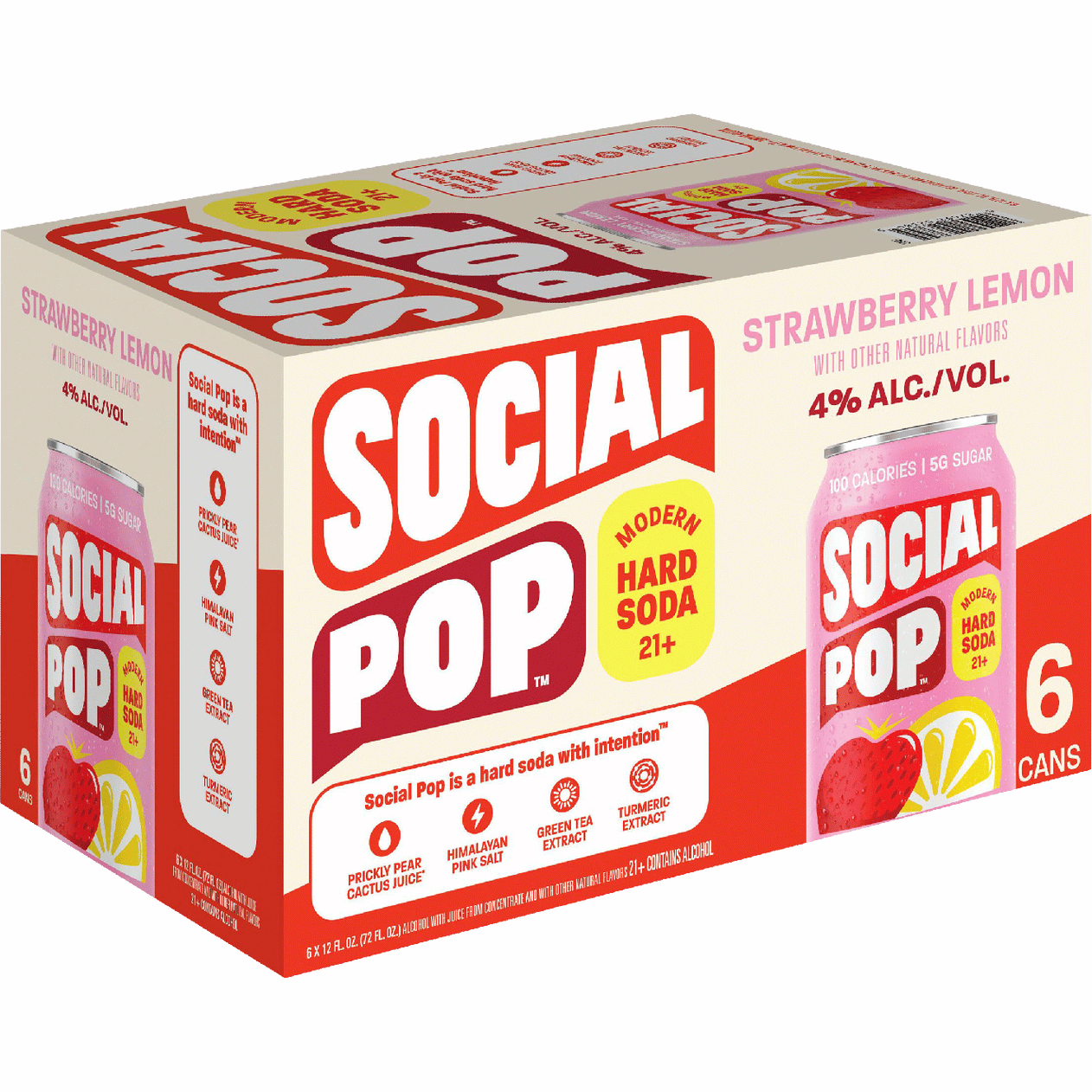 Social Pop Strawberry Lemon Modern Hard Soda