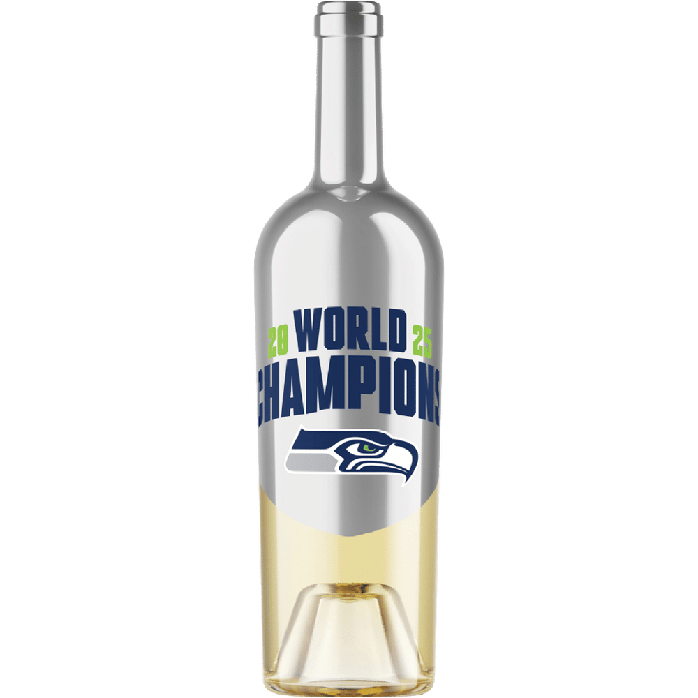 Seattle Seahawks 2025 World Champions Silver Dipped White Wine