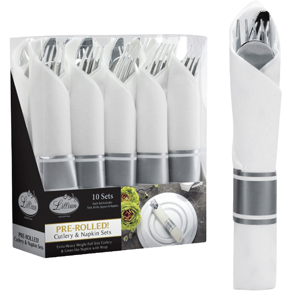 Rolled Cutlery Set W/ Napkin - 10pk