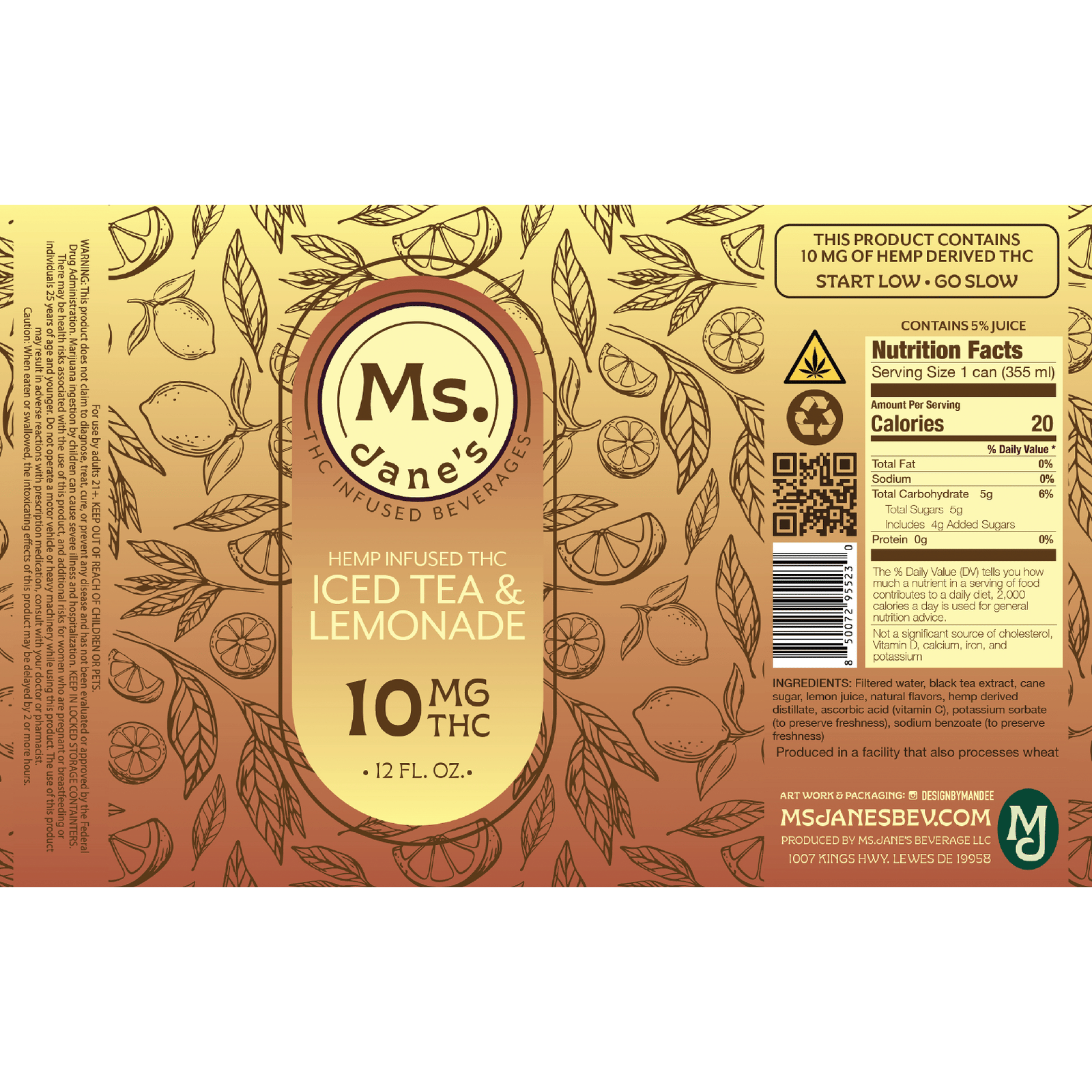 Ms. Jane's THC 10mg Iced Tea and Lemonade