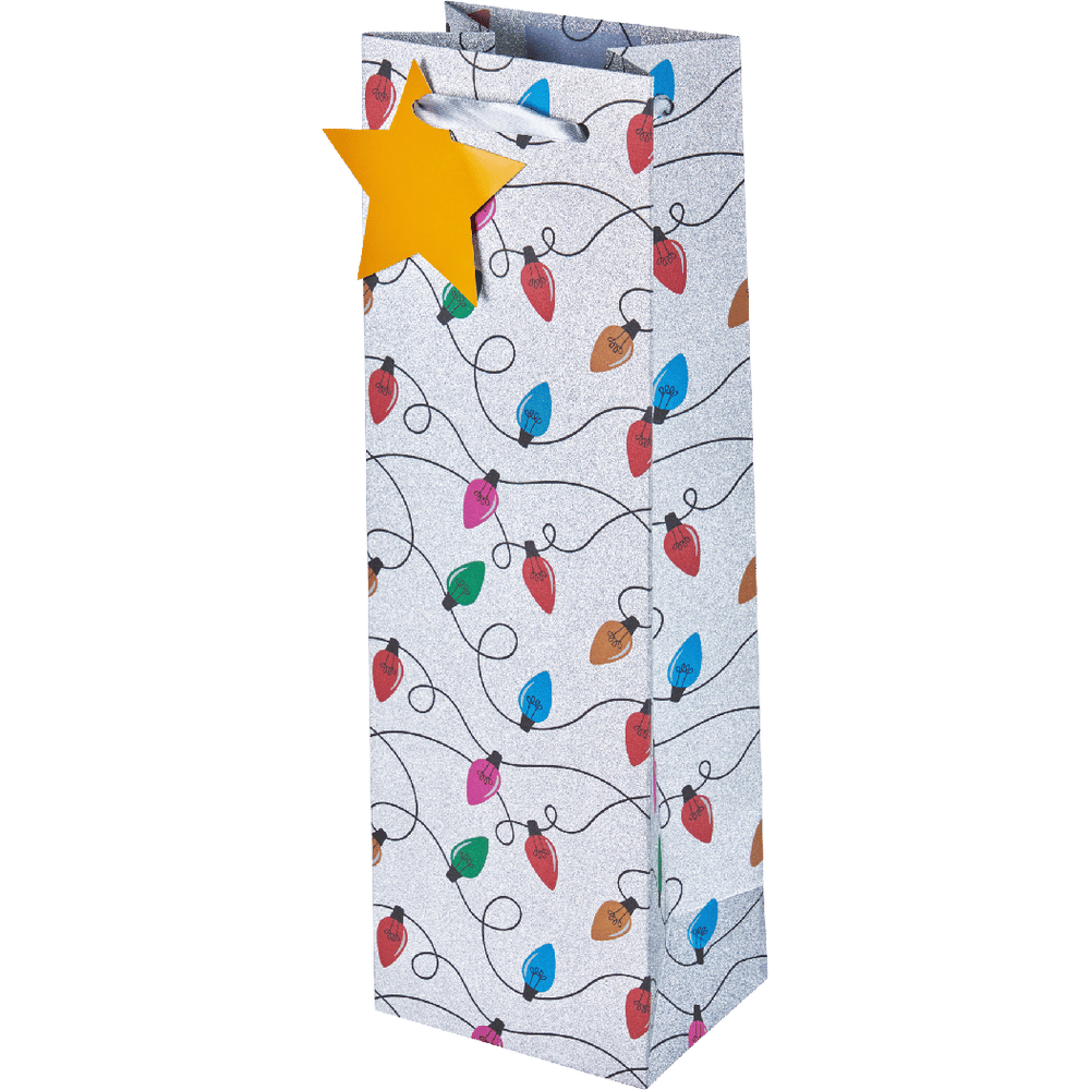 Cakewalk No-Mess Glitter String Lights Single Bottle Wine Bag