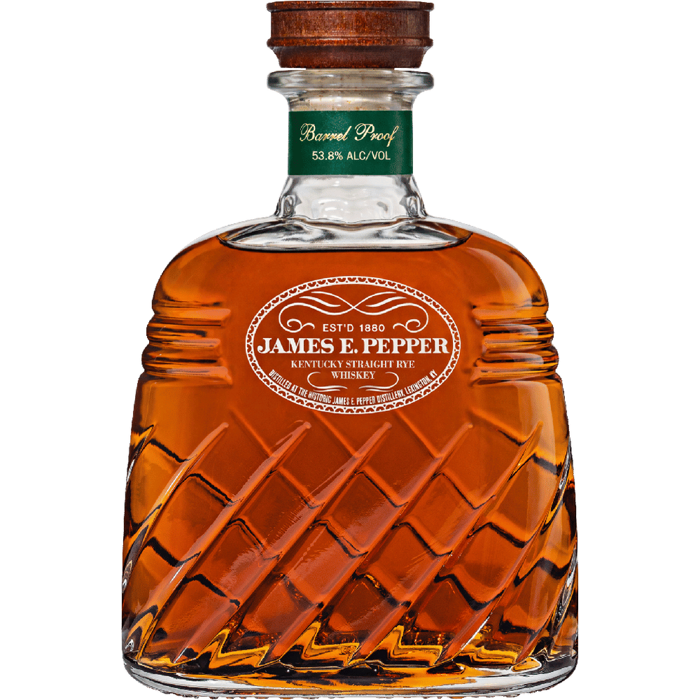James E Pepper Decanter Barrel Proof Green Label Rye Whiskey