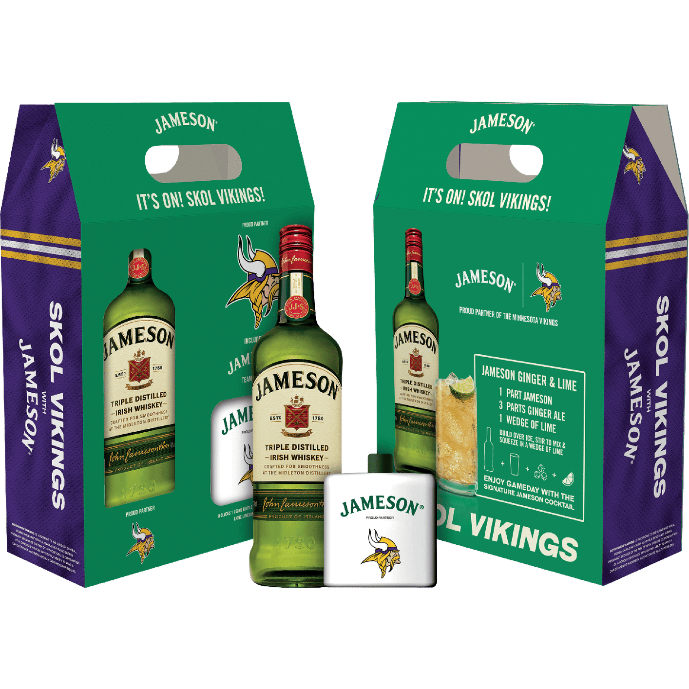 Jameson Irish Whiskey Minnesota Vikings with Branded Flask | Total