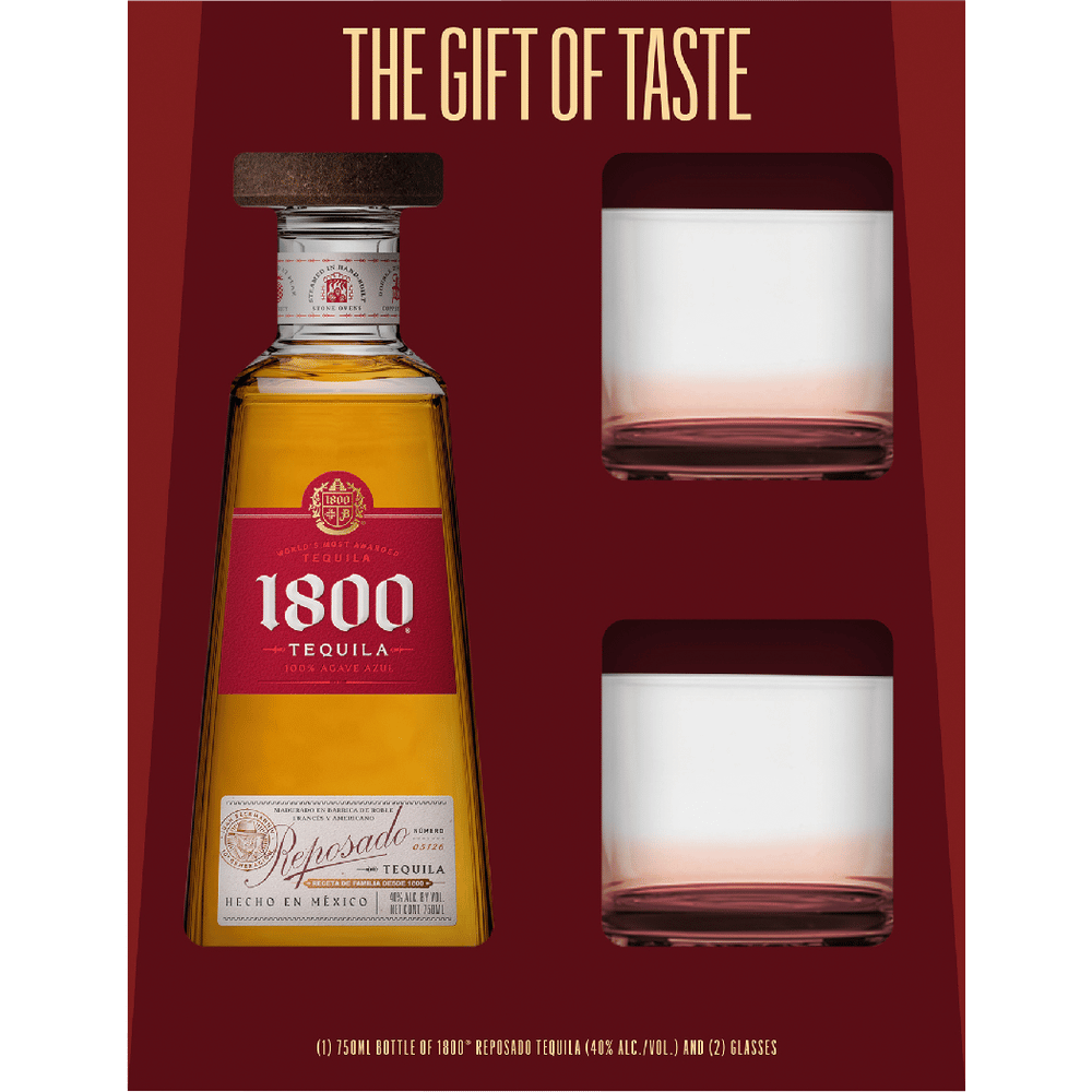 1800 Reposado Tequila with Two Rock Glasses