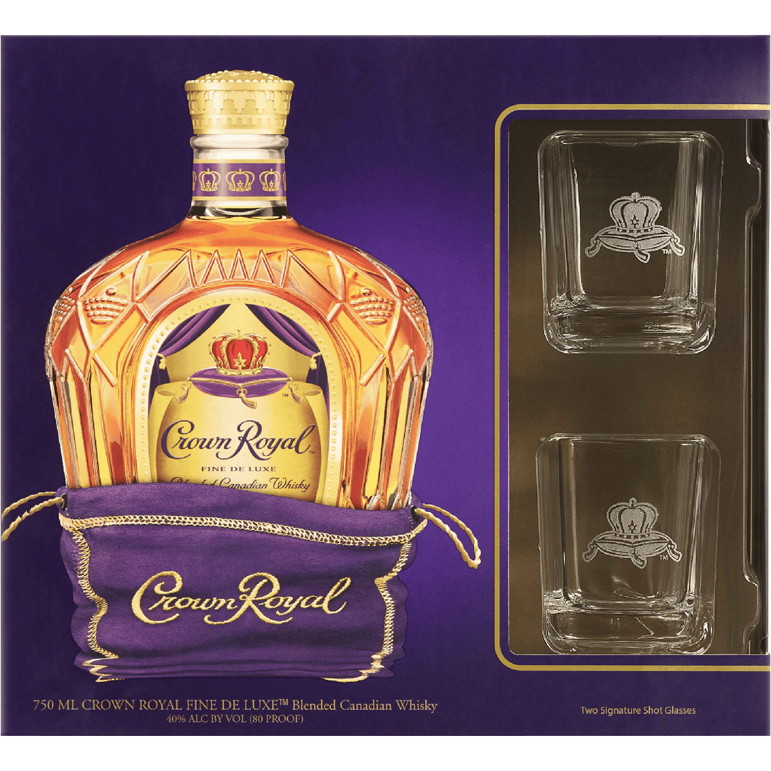 Crown Royal w Shot Glasses