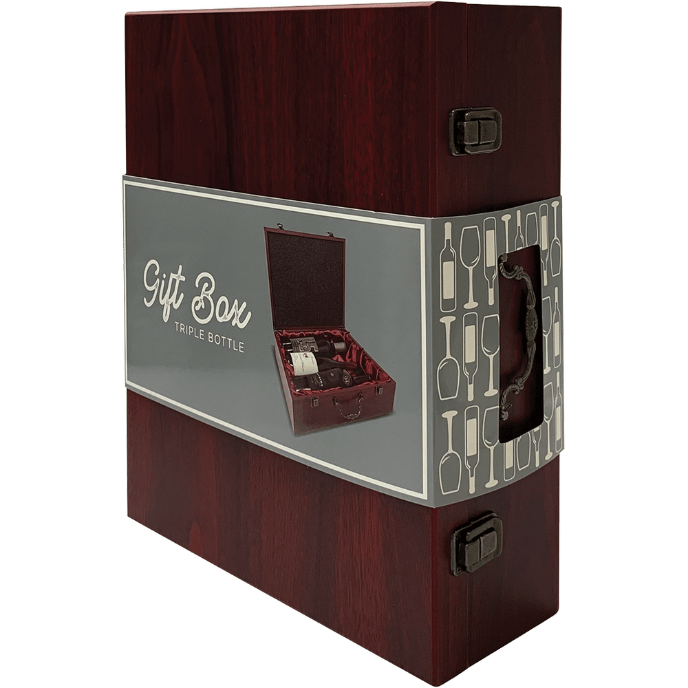 3 Bottle Dark Wood Gift Box