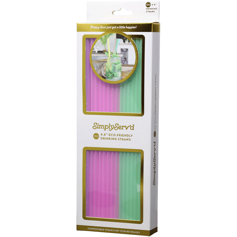 Assorted Compostable Straws - 100pk