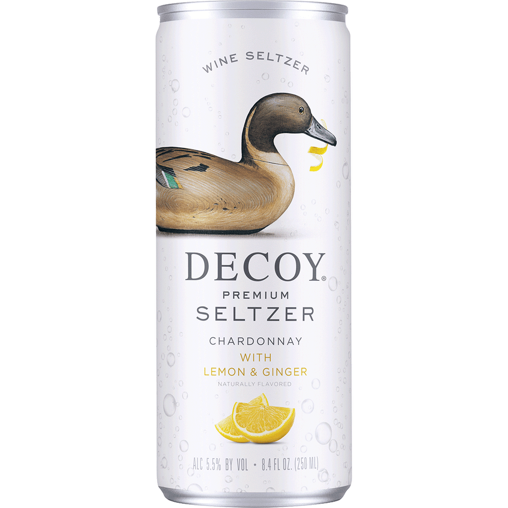Decoy Premium Seltzer Chardonnay with lemon Ginger