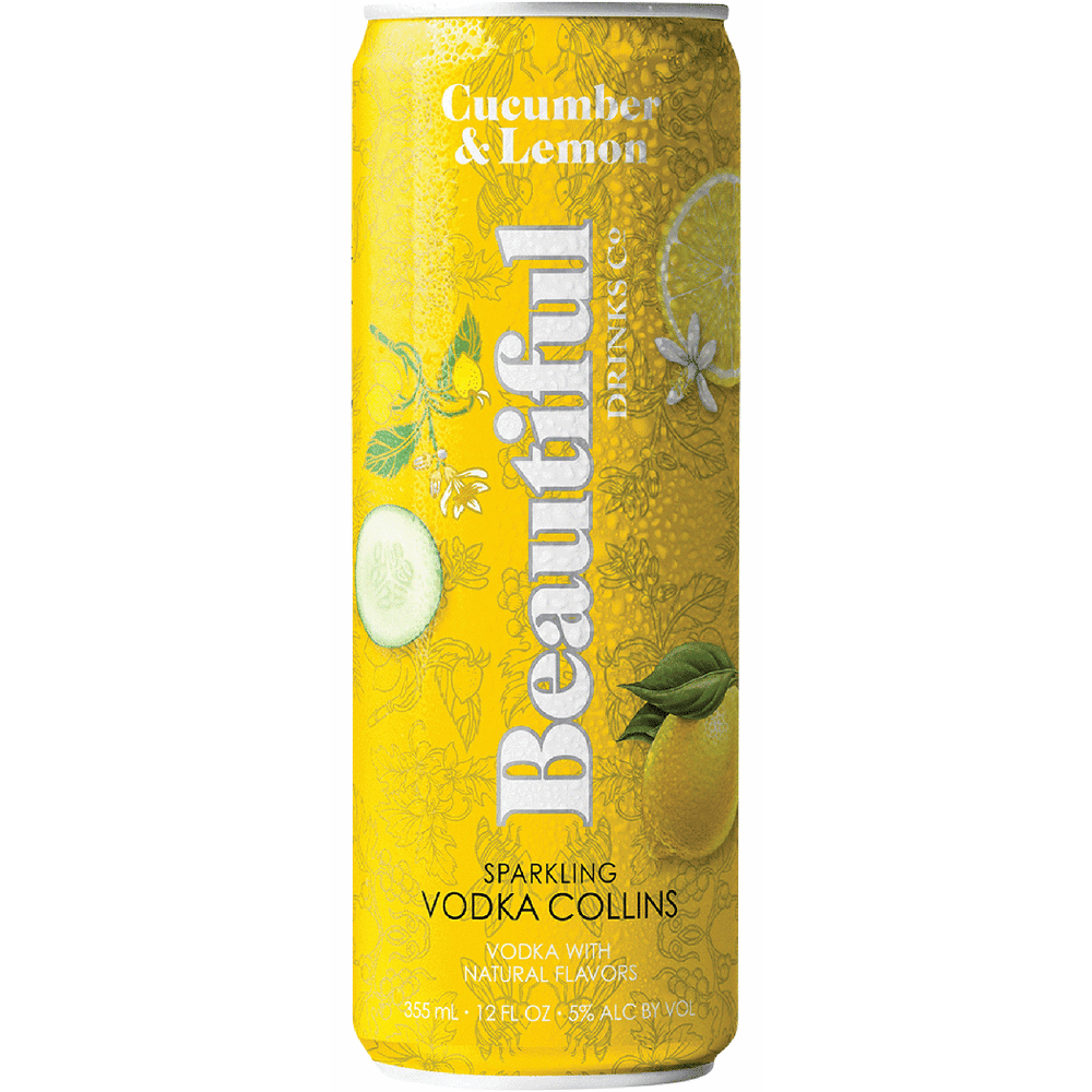 Beautiful Drinks Lemon & Cucumber Sparkling Vodka Cocktail