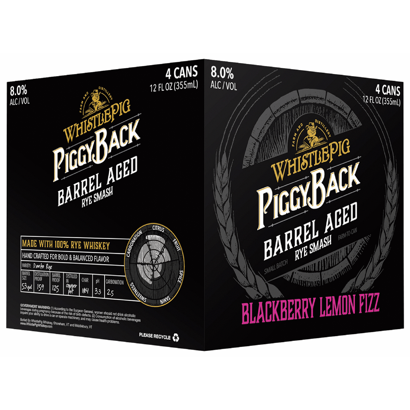 WhistlePig Piggyback Barrel Aged Rye Smash Blackberry Lemon Fizz