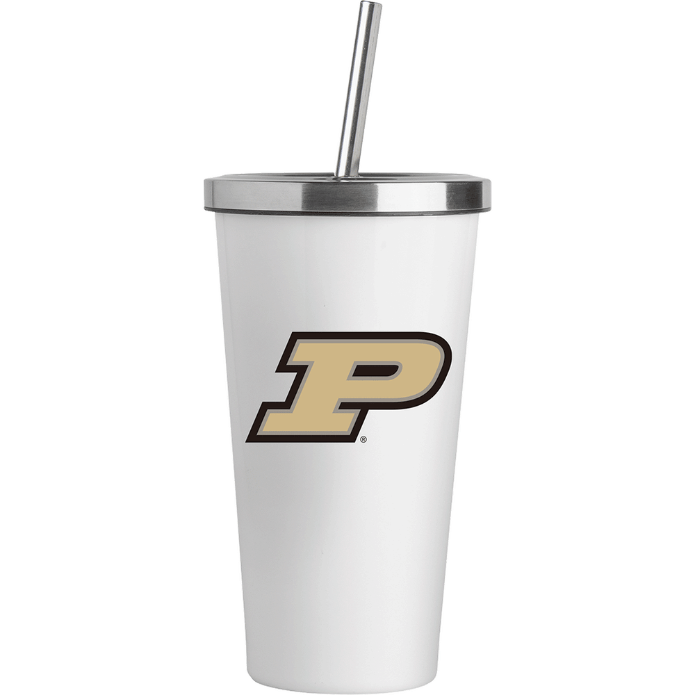 Purdue Logo White 20oz Straw Tumbler