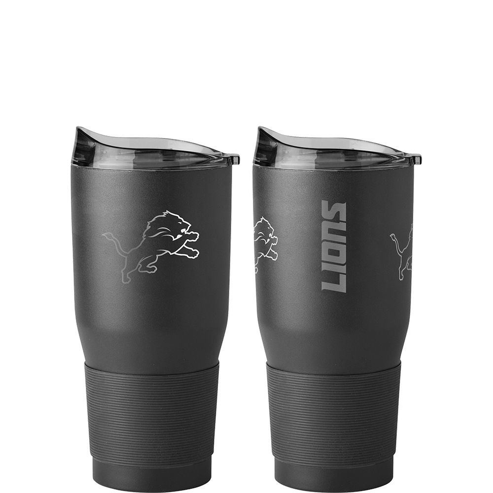 Detroit Lions 30oz Etch Black Powder Coat Tumbler