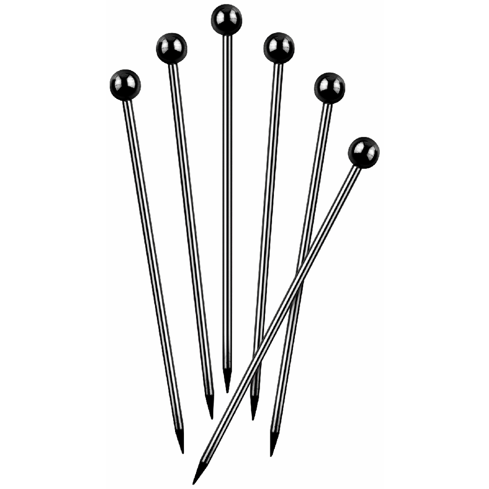 Cocktail Picks - Blk Chrome 6pk