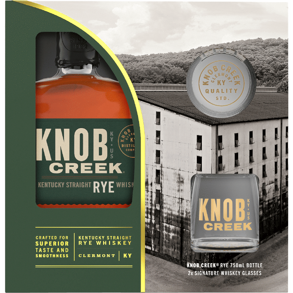 Knob Creek Rye Whiskey with Glassware Gift