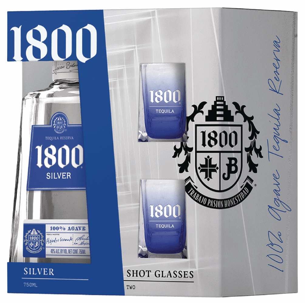 1800 Silver with 2 Shot Glasses Gift