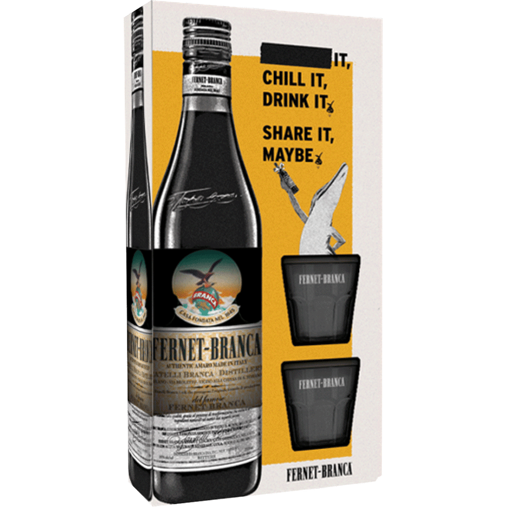 Fernet Branca with 2 Shot Glasses Gift 750ml Btl